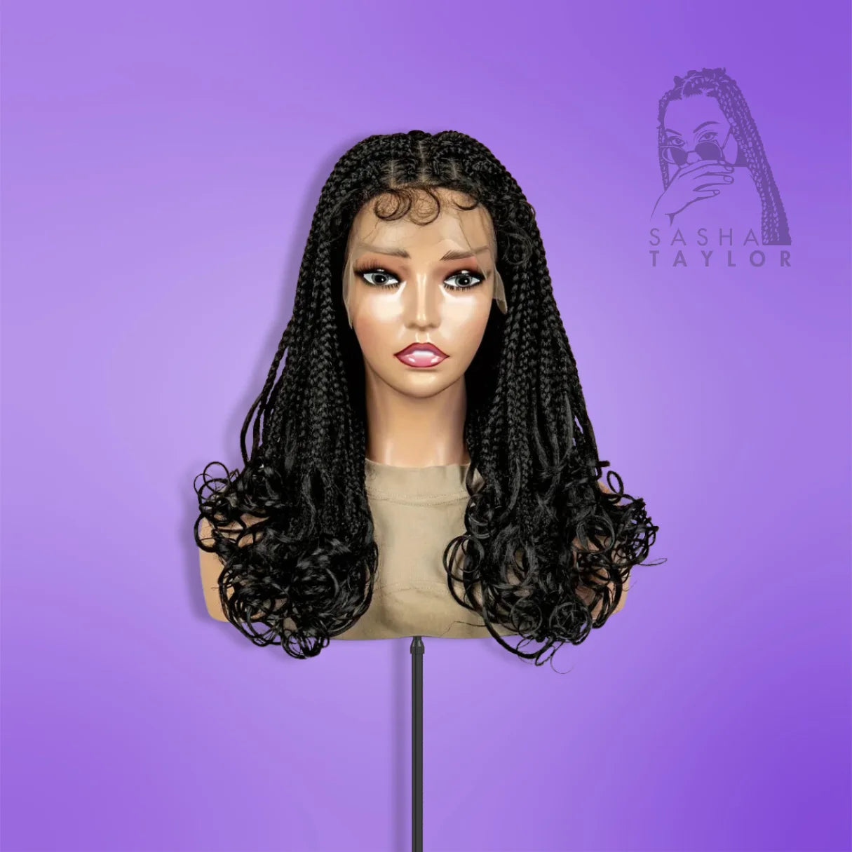 Goddess Box Braided Wigs – Transparent HD Full Lace with French Curly Ends