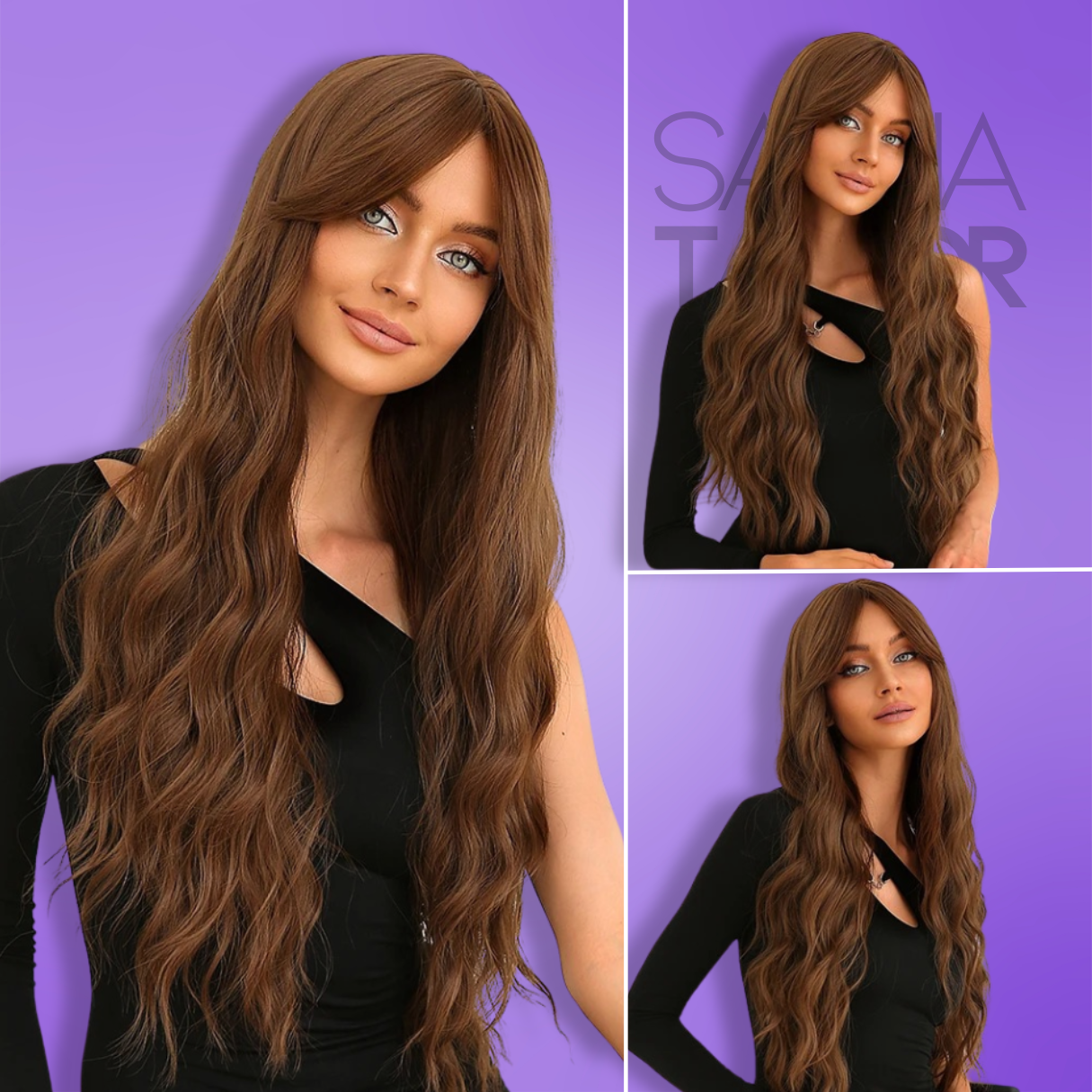 Long Straight Synthetic Wigs with Bangs - Natural Look for Cosplay and Everyday