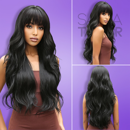 Long Straight Synthetic Wigs with Bangs - Natural Look for Cosplay and Everyday