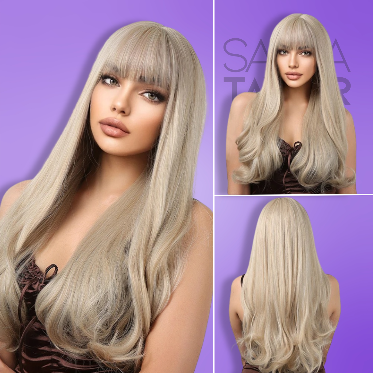 Long Straight Synthetic Wigs with Bangs - Natural Look for Cosplay and Everyday