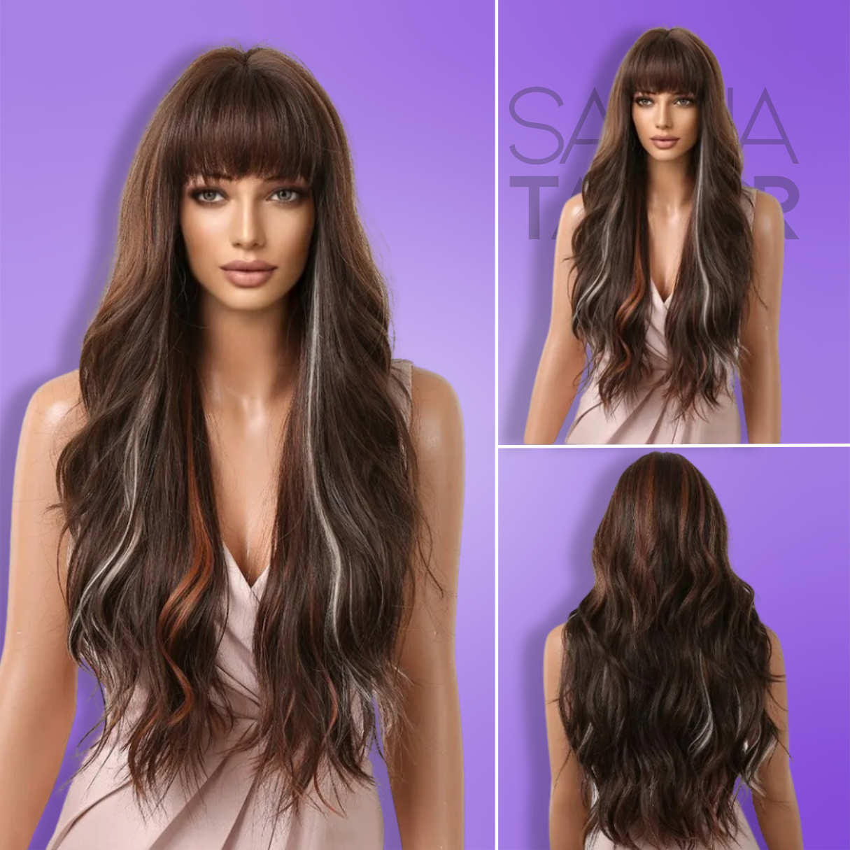 Long Straight Synthetic Wigs with Bangs - Natural Look for Cosplay and Everyday