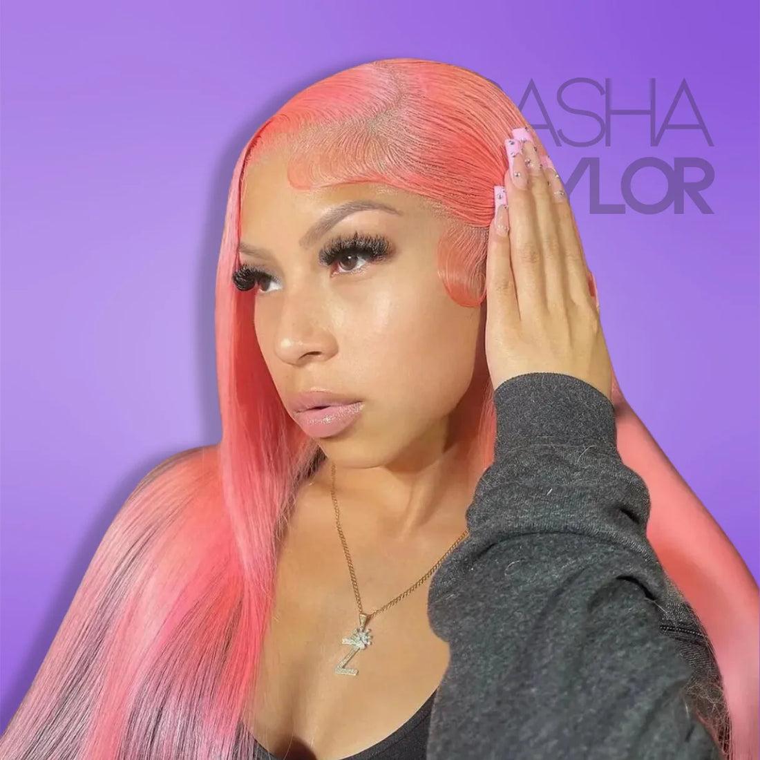 a black african american woman wearing the Pink Bone Human Hair Wig – HD Lace Front from the side