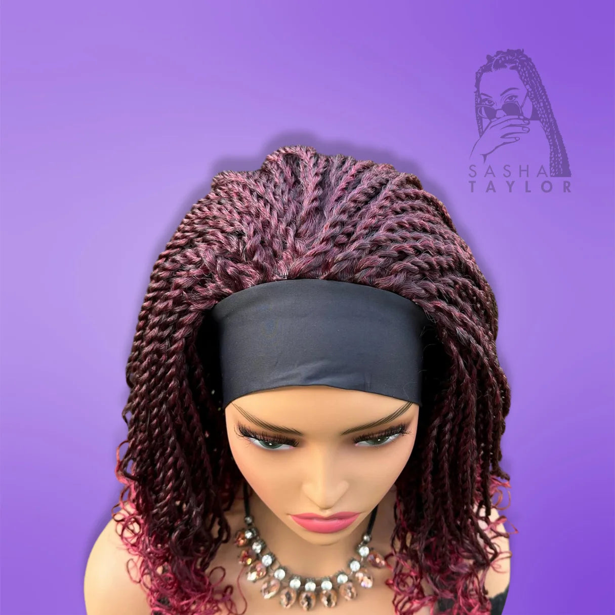 Short Headband Bob Braided Wigs on a mannequin from above