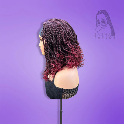 Short Headband Bob Braided Wigs on a mannequin from the side