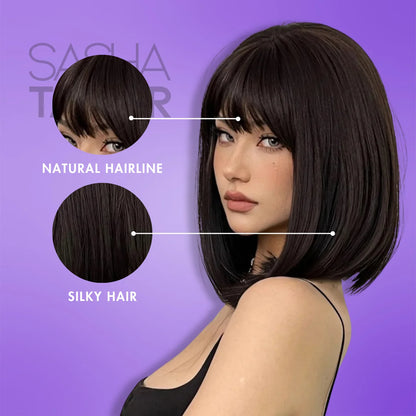 Short Synthetic Bob Wig with Bangs - Daily Wear &amp; Cosplay