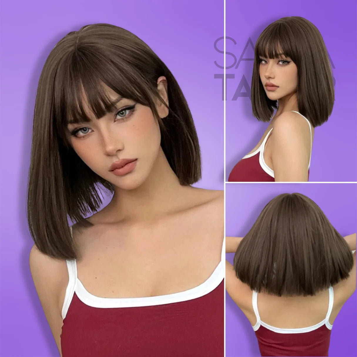 Short Synthetic Bob Wig with Bangs - Daily Wear &amp; Cosplay